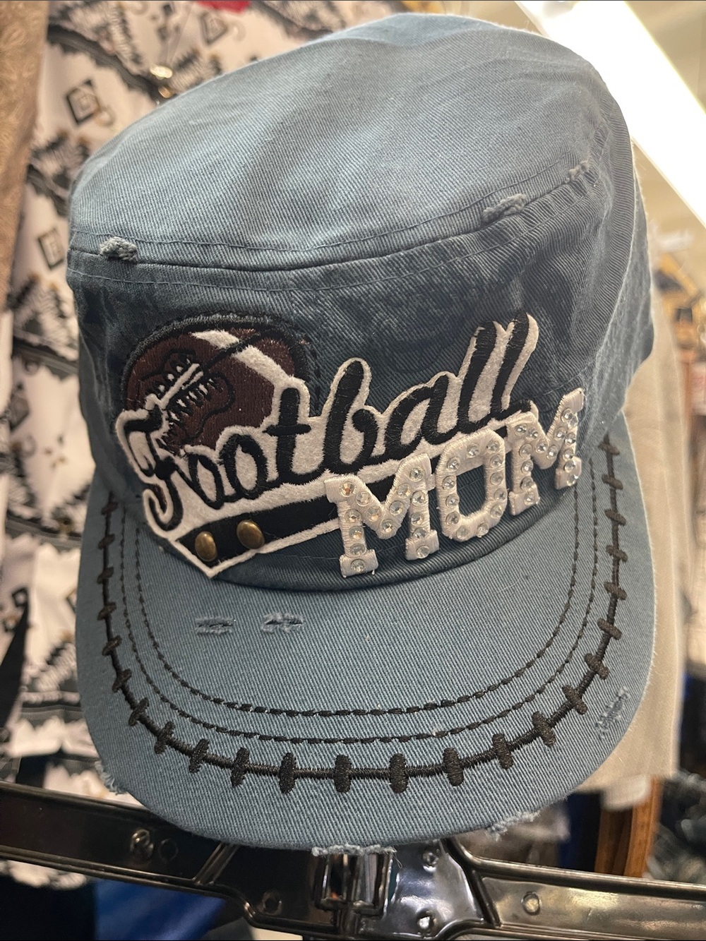 New Blue "Football Mom" Embroidered Ladies Cap